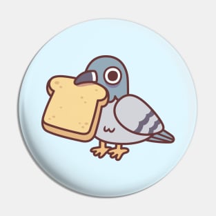 Cute Pigeon With Bread In Beak Pin