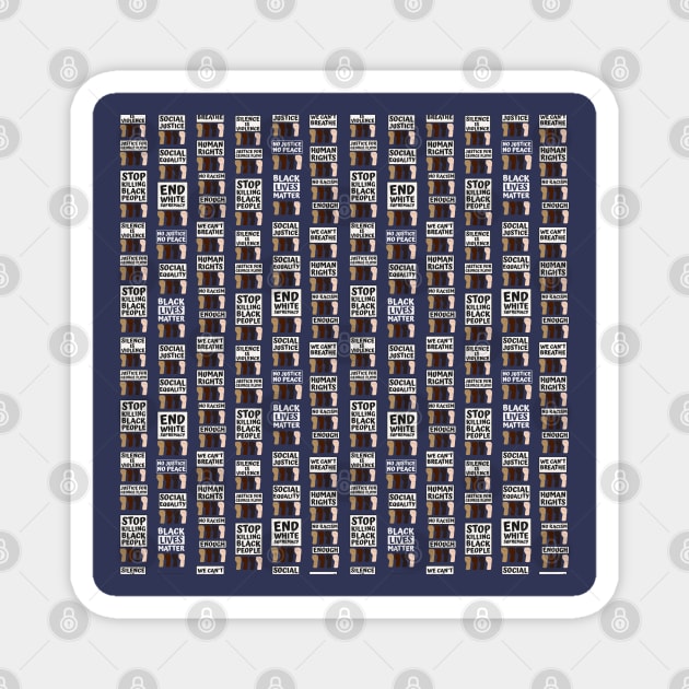 Protest Pattern On Navy Blue Backdrop Magnet by okpinsArtDesign