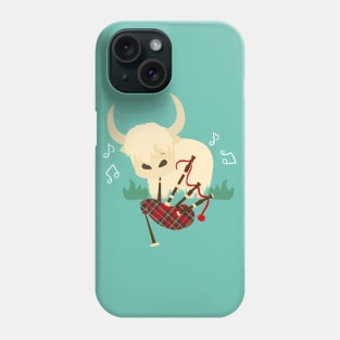 Highland Cattle Play Bagpipes - White Phone Case