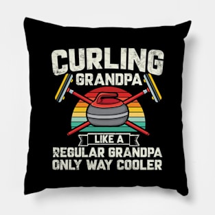 Curling grandpa like a regular grandpa but cooler retro curling Pillow