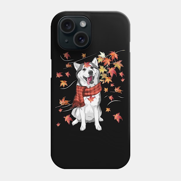 Maple Dog Leaf Fall Hello Autumn Funny Siberian Husky Lover Phone Case by MarrinerAlex