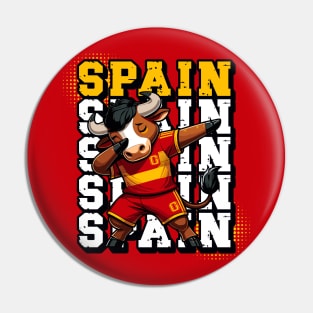 Dabbing Bull - Spain Football Fan Tee Design Pin