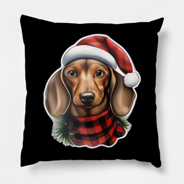 Dachshund Christmas Pillow by Mistywisp