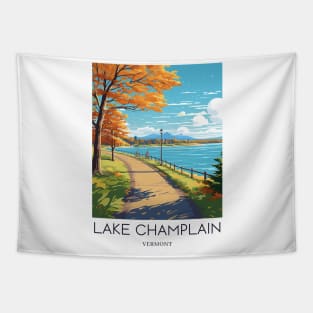 A Pop Art Travel Print of Lake Champlain - Vermont - US Tapestry