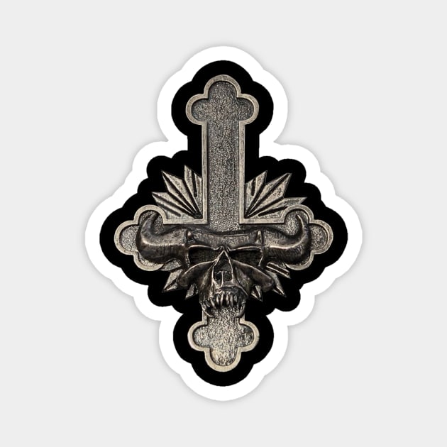 Lucifuge Inverted Cross & Skull Magnet by RainingSpiders