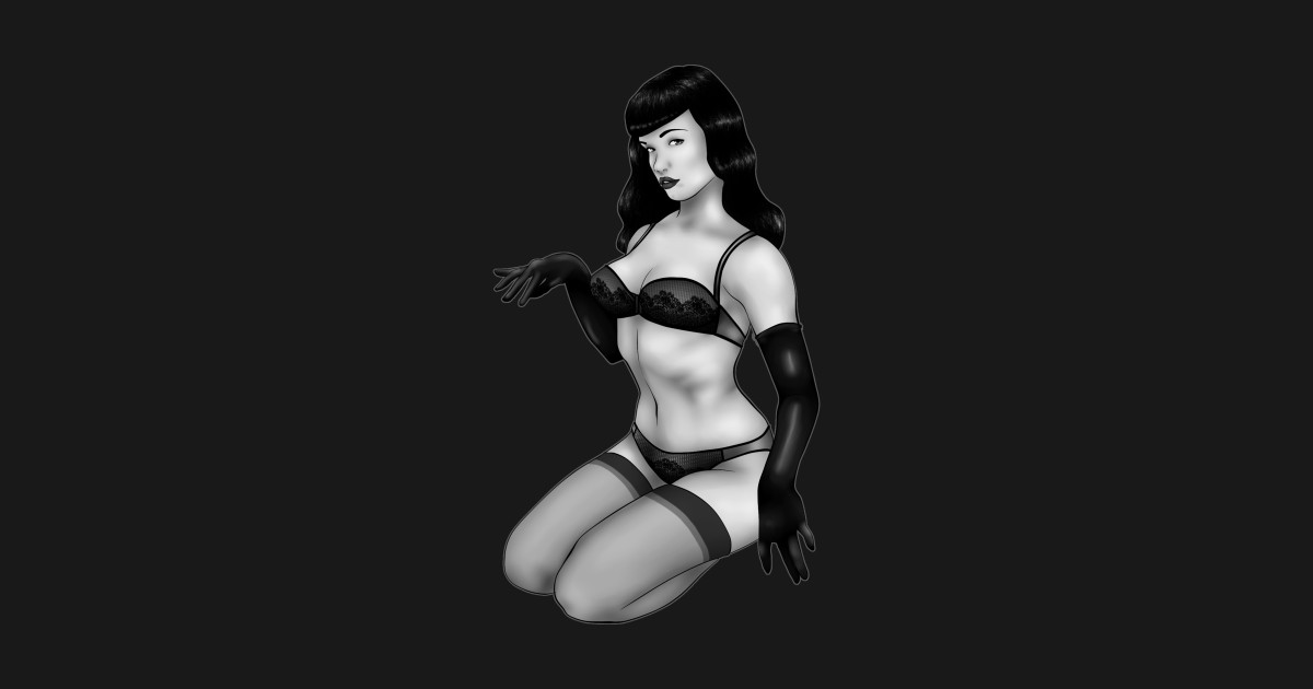 Bettie Page Pin Up Greyscale Bettie Page Sticker TeePublic