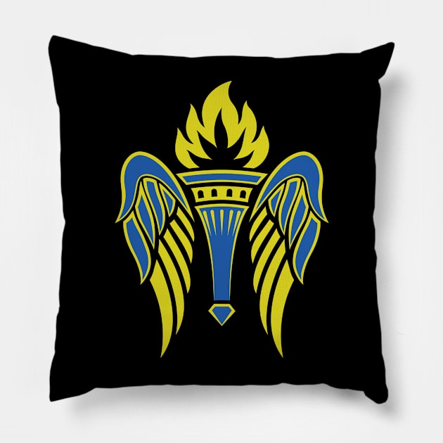 Winged torch Pillow by Alex Birch