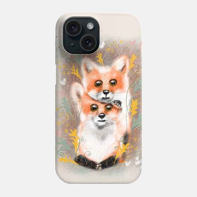 Cute fluffy foxes. Phone Case by Olena Tyshchenko