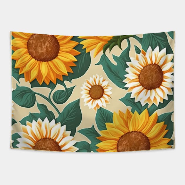 Pastel Colored Sunflowers Pattern Tapestry by MelihsDump