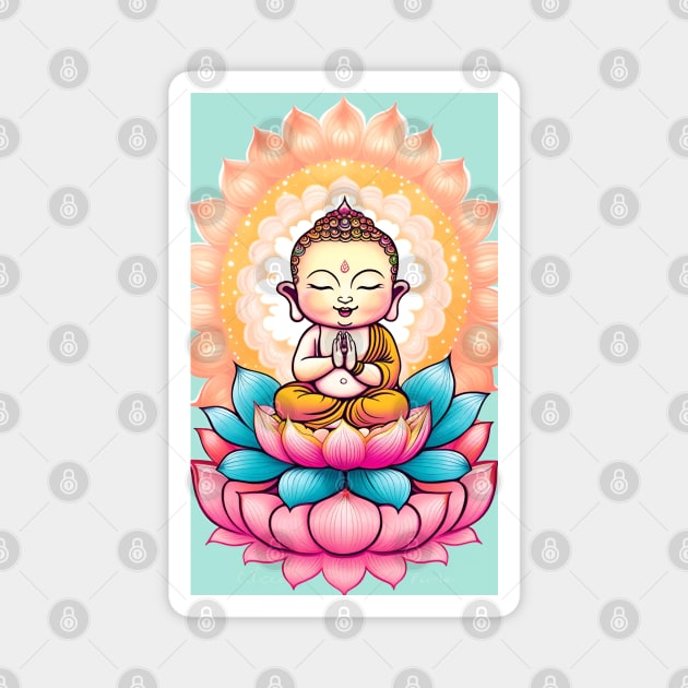 Baby Buddha on Lotus Flower Magnet by mariasshop