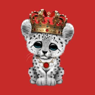 Cute Royal Snow Leopard Wearing Crown T-Shirt