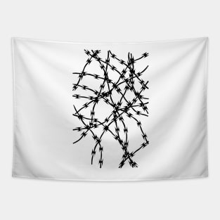 Trapped Black on White Tapestry