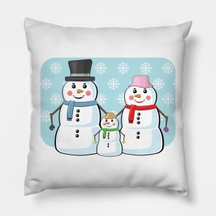 Snowman Family - Funny Illustration Pillow