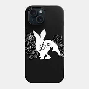 Mama Bunny Baby Bunny LOVE Lily Flowers - White Phone Case