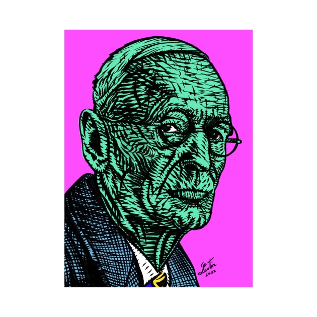 HERMANN HESSE ink and acrylic portrait .1 by lautir