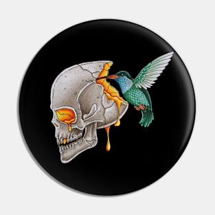 Hummingbird and skull Pin