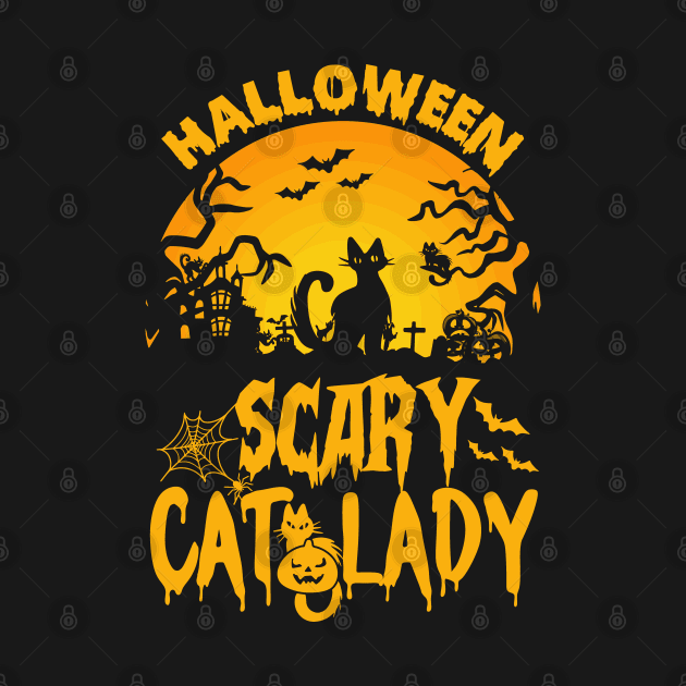 Halloween Cat Lady by Happy Art Designs