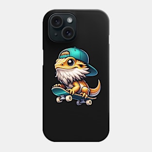 Cute Skateboarding Bearded Dragon Phone Case