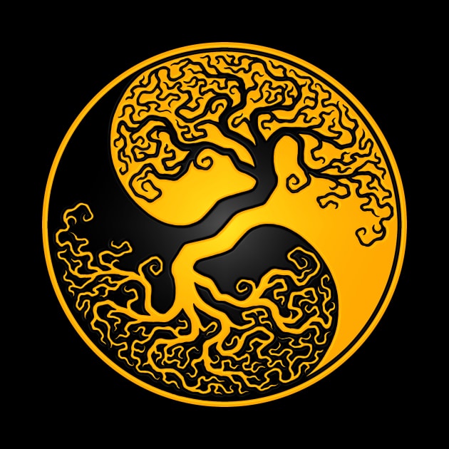 Yellow and Black Tree of Life Yin Yang by jeffbartels