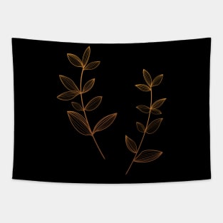 Abstract Branches With Leaves - Golden Orange Tapestry