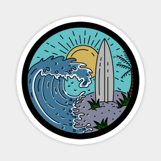 Summer Beach Wave Surfing Magnet