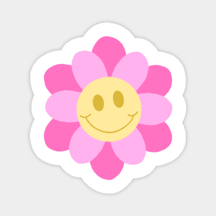 Pink Smiley Flower Magnet