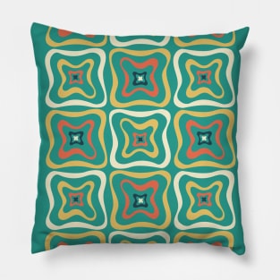 Retro Groovy Pattern in blue, orange and yellow 3 Pillow