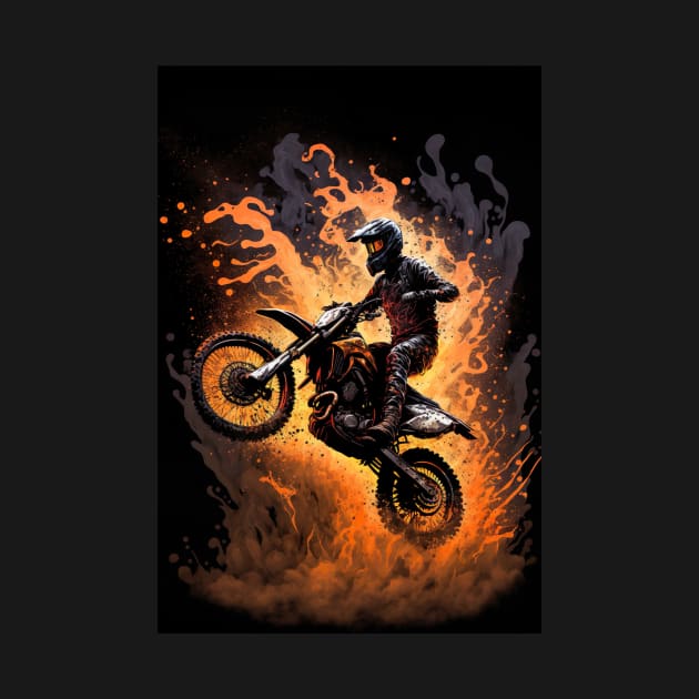 Dirt Bike With Paint Orange Flame Design by KoolArtDistrict