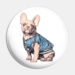 French Bulldog Illustration Art Wearing Baseball Jacket Pin