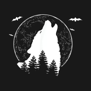 Wolf Howling in the Full Moon - Leitwolf Predator - Werewolf - Wolves - Wolf Pack T-Shirt