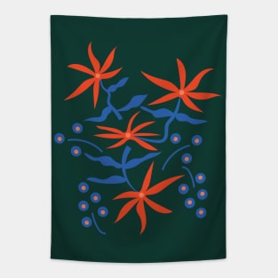 Abstract Retro Botanical Art Tapestry