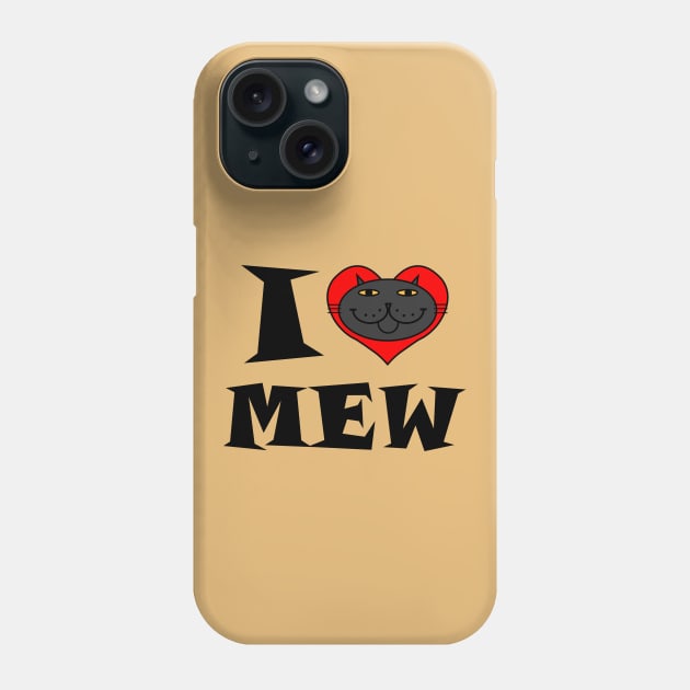 I Heart Cat - Black Cat Phone Case by RawSunArt