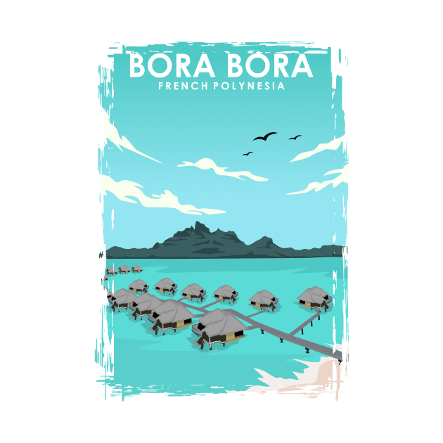 Bora Bora Travel Poster by jornvanhezik