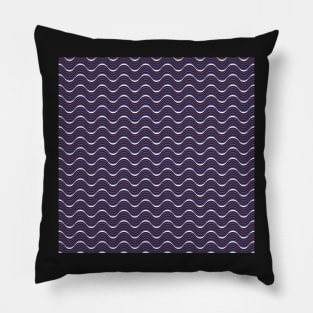 Dark Blue Black Wavy Lines Pattern Pillow