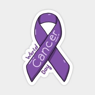 Cute Purple Ribbon For World Cancer Day Magnet