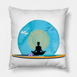 Ocean Yoga SUP Girl Pillow