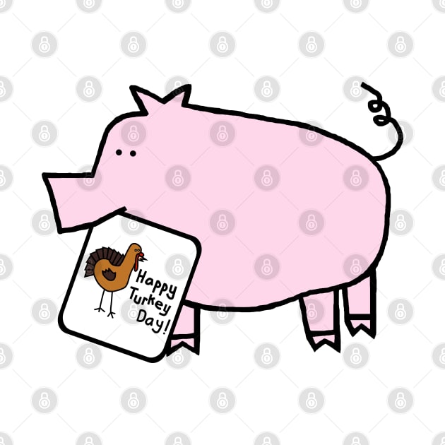 Cute Pig With Thanksgiving Turkey Greetings by ellenhenryart