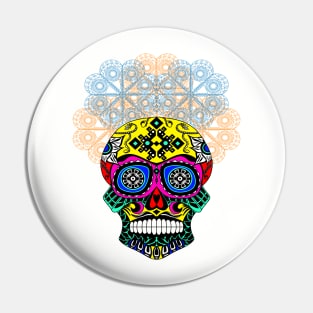 colorful catrina in floral crown ecopop pattern Pin