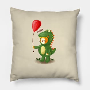 Cute cat wearing dinosaur costume Pillow