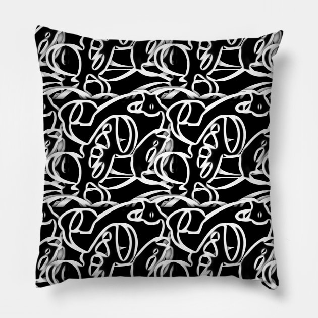 Pattern Drawing Abstract White / Black Pillow by k-creatif