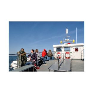 Blue skies aboard a Farne Island tour boat T-Shirt