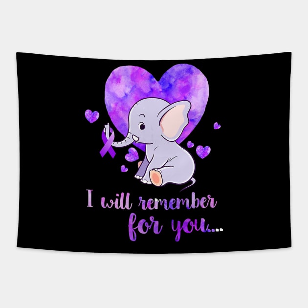 ELEPHANT HEART RIBBON ALZHEIMER AWARENESS Gift Tapestry by thuylinh8