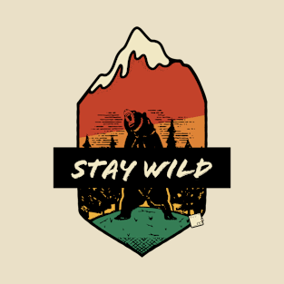 Stay Wild Grizzly Bear Vintage Adventure Patch T-Shirt