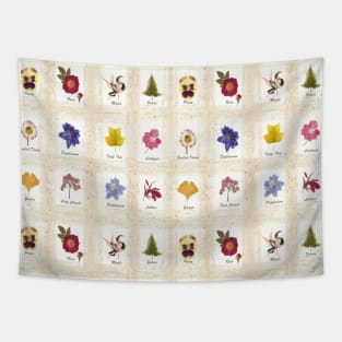 Botanical Pressed Flower Collection Tapestry