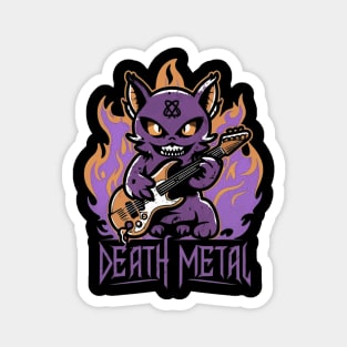 Death Metal Satanic Baphomet Cat playing guitar Magnet