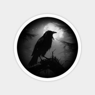 epic crow and moon Magnet