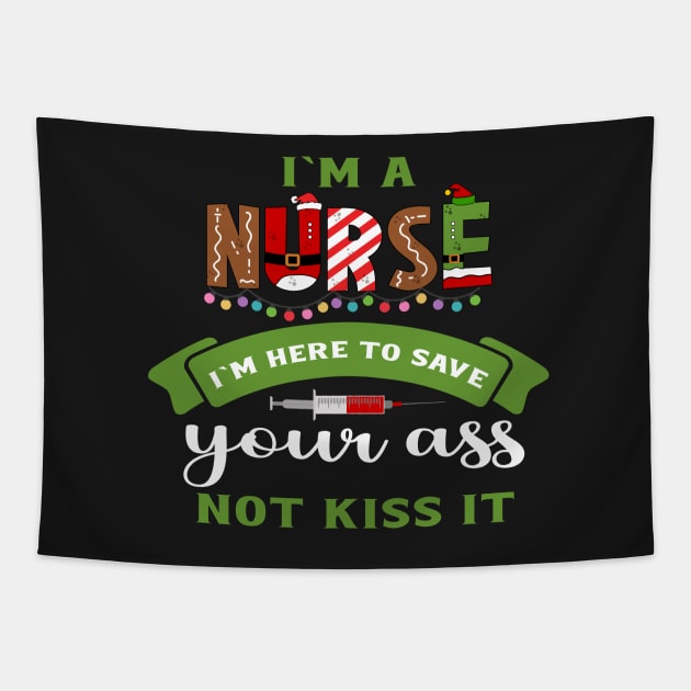 Funny Nurse Christmas Pun Quote Hilarious Joke Idea Tapestry by HomeCoquette