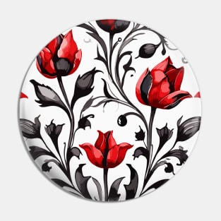 Red Turkish Tulips Ottoman Pattern on White Pin