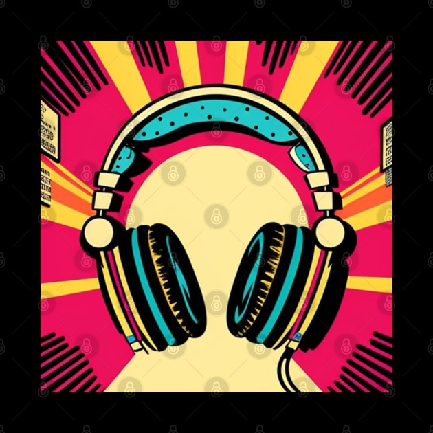 Music Genius Pink Retro Headphones by musicgeniusart