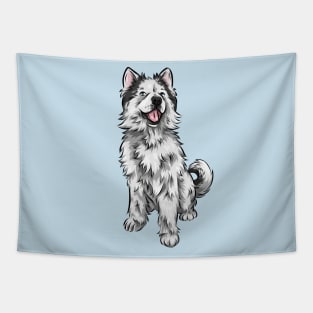 Cute Siberian Husky Dog | Long Hair/ Woolen Coat Tapestry